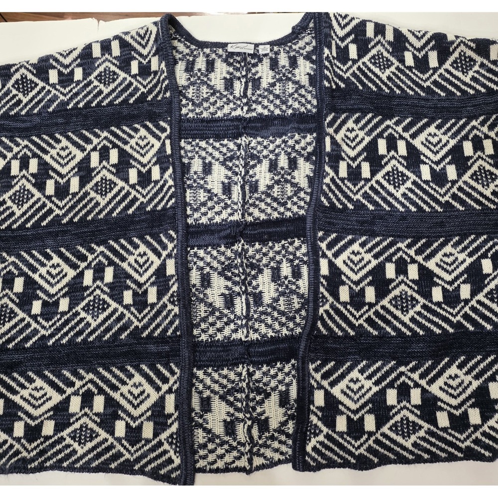 Kim Rogers Cardigan Womens Med Navy Aztec Open Cardigan Boho Cozy Soft Geometric - Picture 11 of 11